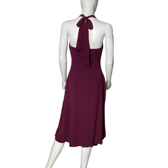 Donna Morgan Catalina Crepe Halter Neck Sleeveless Asymmetrical Hem Midi Dress